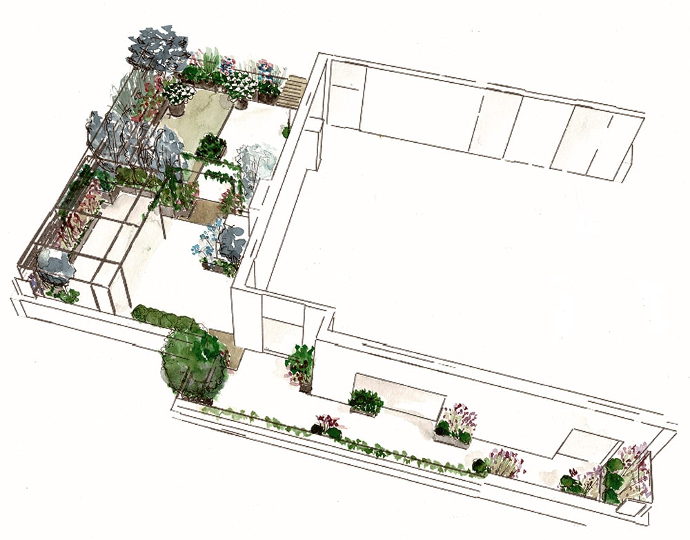 Exubérance végétale - terrasse de 100 m2 avec arche et pergola - Fontenay sous Bois