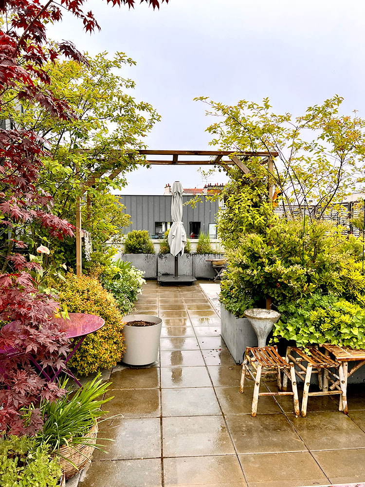 Exubérance végétale - terrasse de 100 m2 avec arche et pergola - Fontenay sous Bois