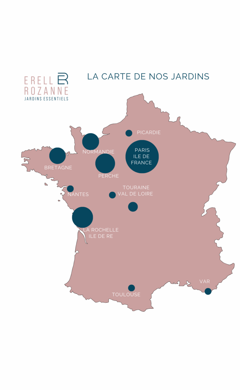 Carte de France des jardins Erell et Rozanne Jardins essentiels