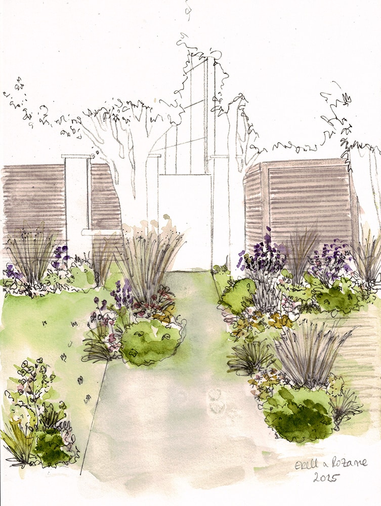 Jardin de ville verdoyant et sols variés