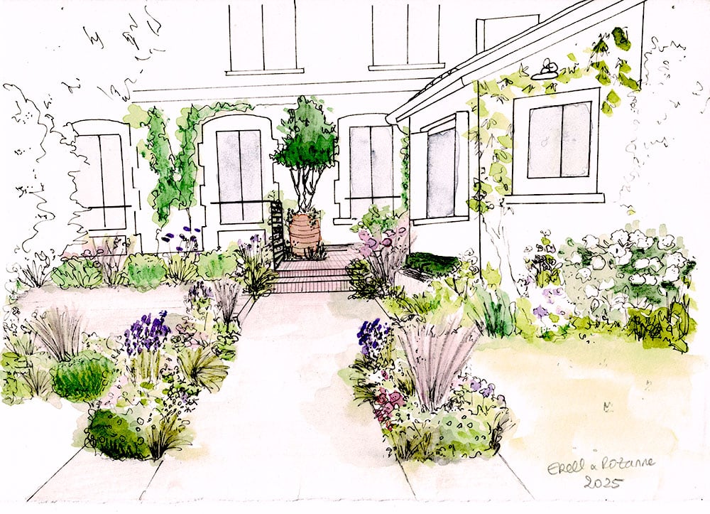 Jardin de ville verdoyant et sols variés