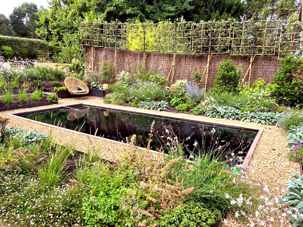 Miroir d'eau fleuri dans le Perche